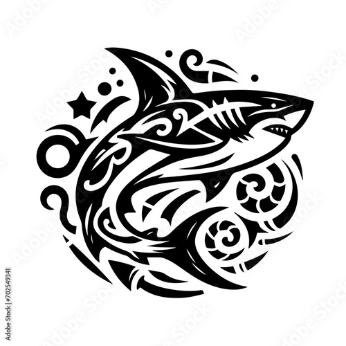 Shark tribal logo icon design illustration template