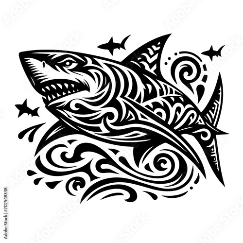 Shark tribal logo icon design illustration template