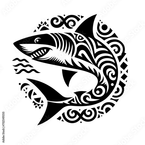 Shark tribal logo icon design illustration template