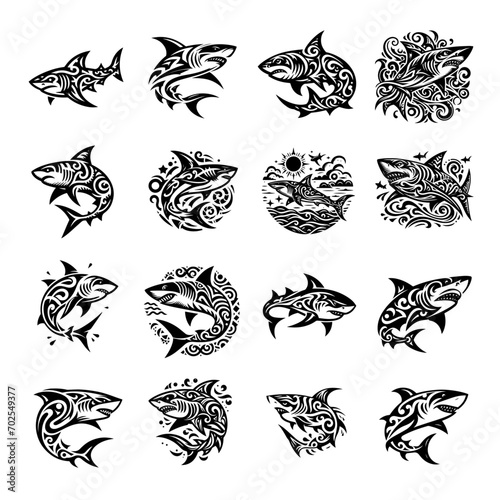 Shark tribal logo icon design illustration template