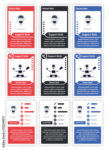 card game template for game characters with color variations