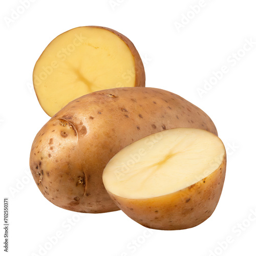 A Brown Potato With Sliced Potato with isolated background