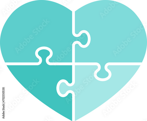 Heart puzzle pieces isolated graphic symbol on a transparent background © Julee Ashmead