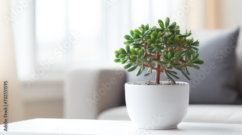 jade plant crassula ovata Contemporary Home Interior with Stylish Furniture  Plant Decoration  and Elegant Design in a Modern Living Room