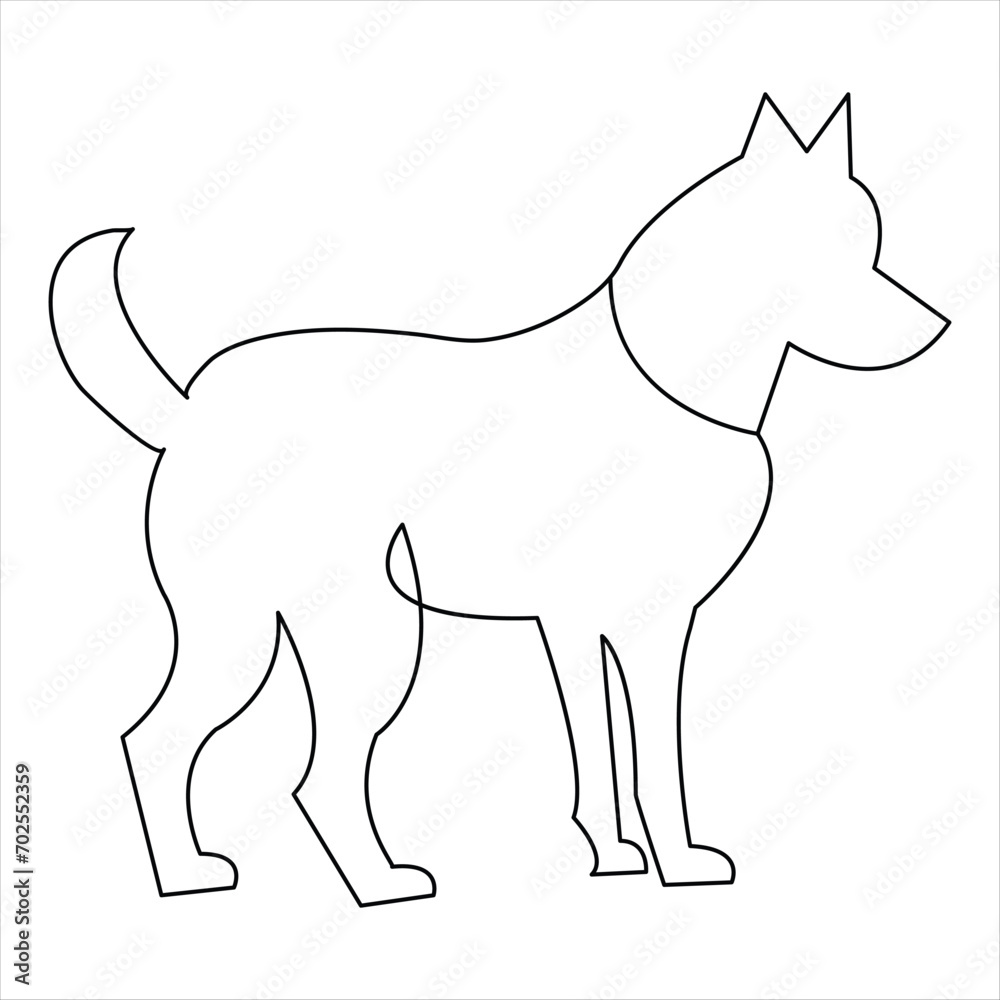 Dog pet animal outline vector illustration and continuous single line hand drawn sketch