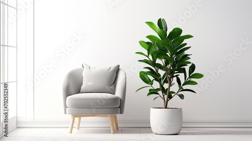 plant zamioculcas zamiifolia in minimalist room