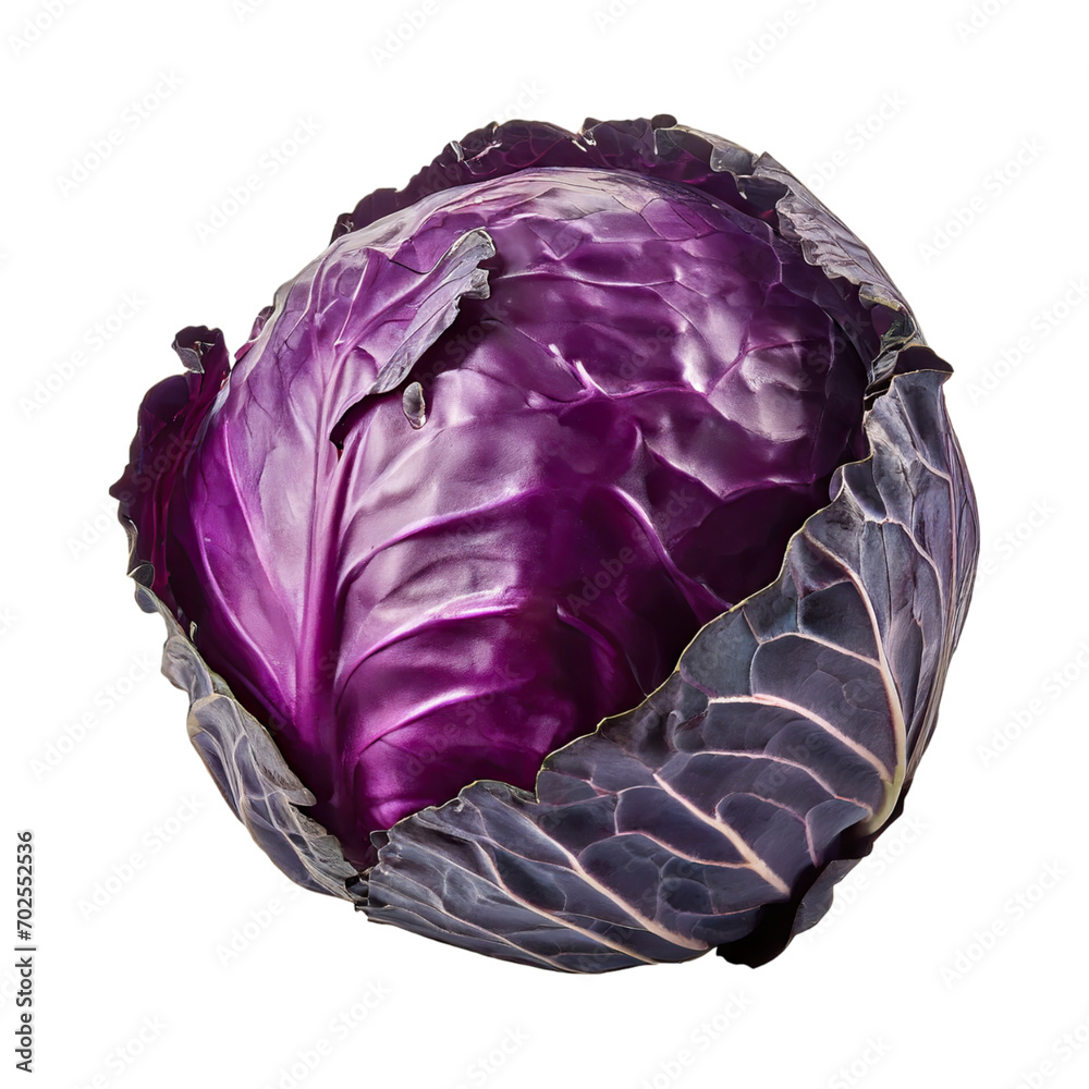 Obraz premium Purple Cabbage With White Veins, Without Shadow, Blank Isolated Background