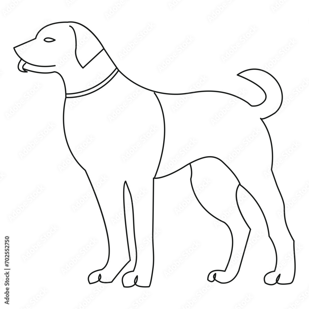 Dog pet animal outline vector illustration and continuous single line hand drawn sketch Dog pet animal outline vector illustration and continuous single line hand drawn sketch