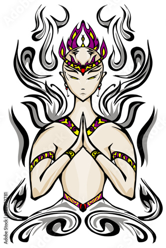 A character illustration of a goddess from heaven. Perfect for poster elements, cartoons, posters, banners, logos, stickers