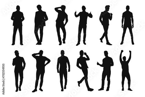 Group of man standing silhouette.