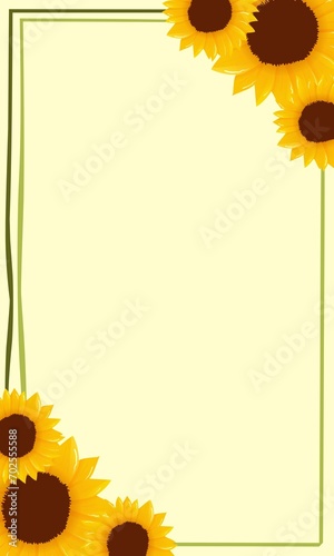 Sunflowers beautiful backround,frame,ornament illustration