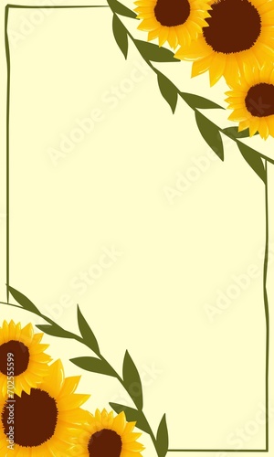 Sunflowers beautiful backround,frame,ornament illustration