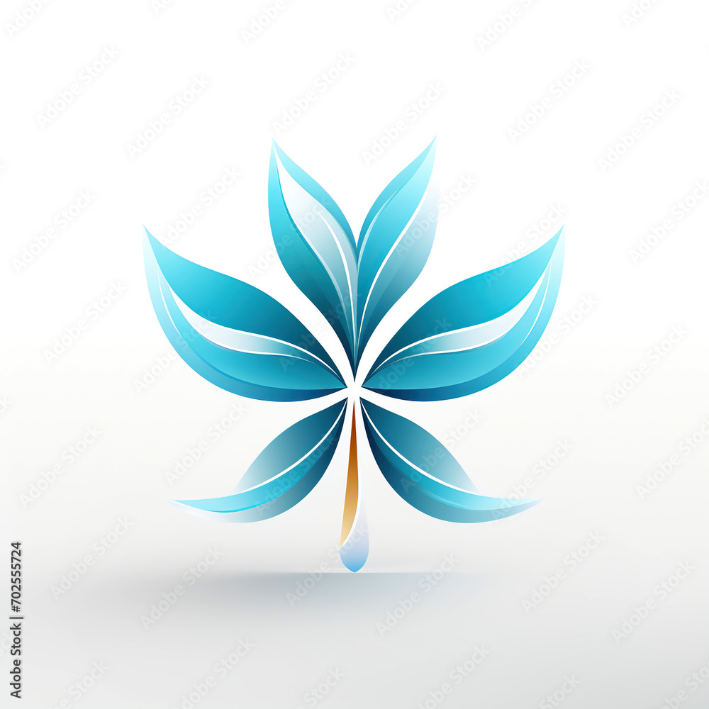 minimalistic logo with a branch of plant on white background