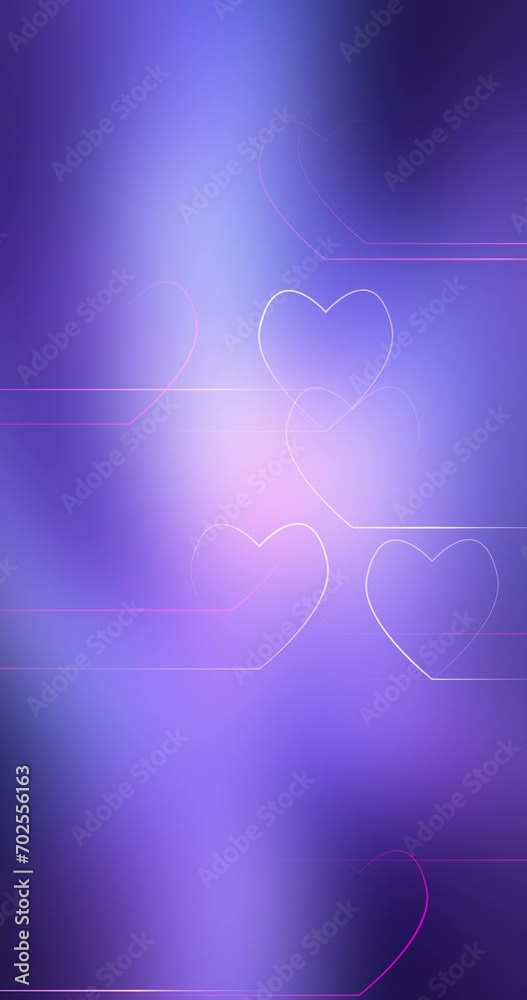 Beautiful loop hearts drawing motion on violet blurred vertical background. Beautiful loop hearts drawing motion on violet blurred vertical background.