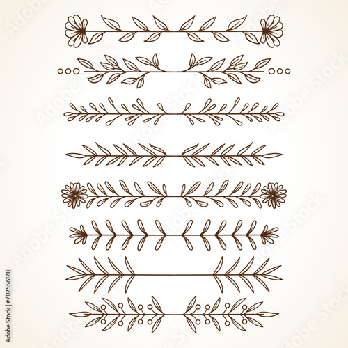 vines or floral border with vintage style. hand drawing leaves frame on white background