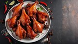 Spicy Chicken Wings with Flying Ingredients: Top View