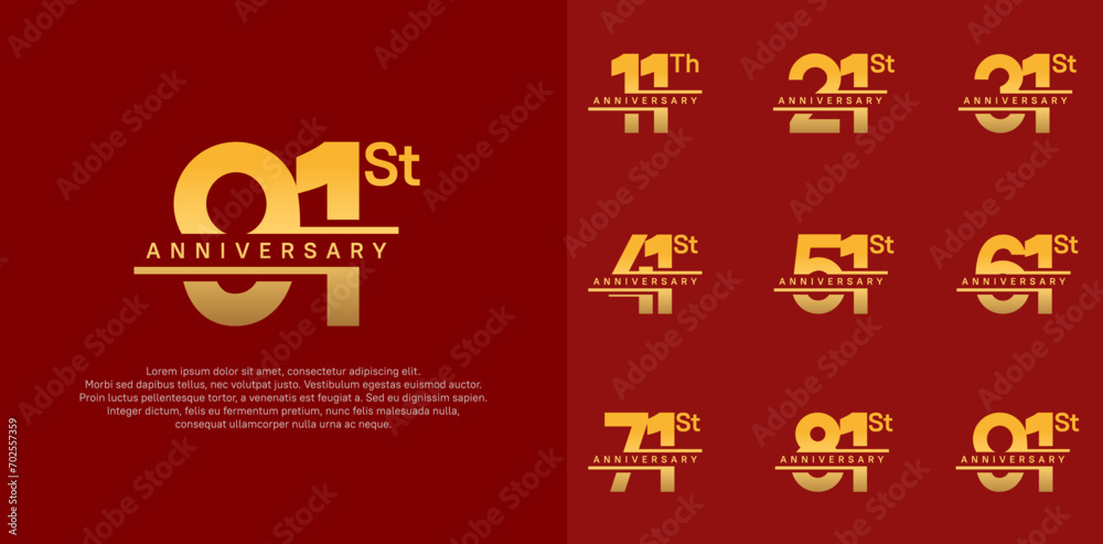 Fototapeta premium anniversary vector set design with golden color for celebration day