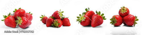 set of strawberries on isolate transparency background, PNG