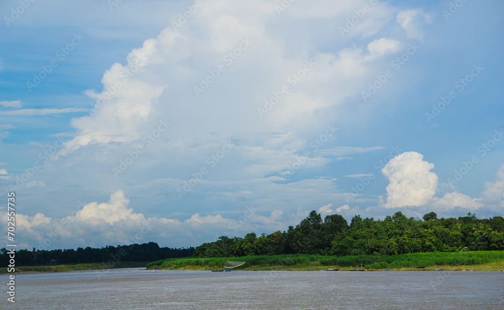 Natural landscape photography of Riverine Bangladesh. This is a view of Gorai  Madhumati River located in South Asia.