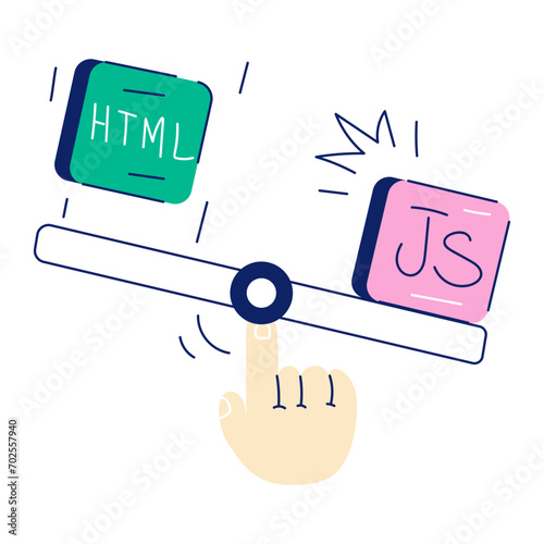 Hand drawn illustration of code comparison