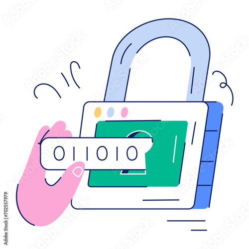 Data encryption hand drawn mini illustration 