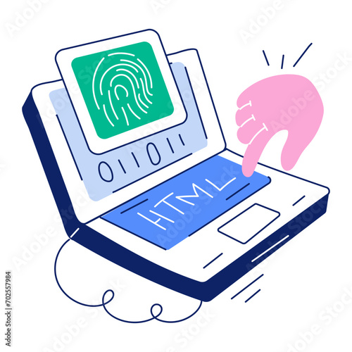 Grab a hand drawn mini illustration of biometric encryption 