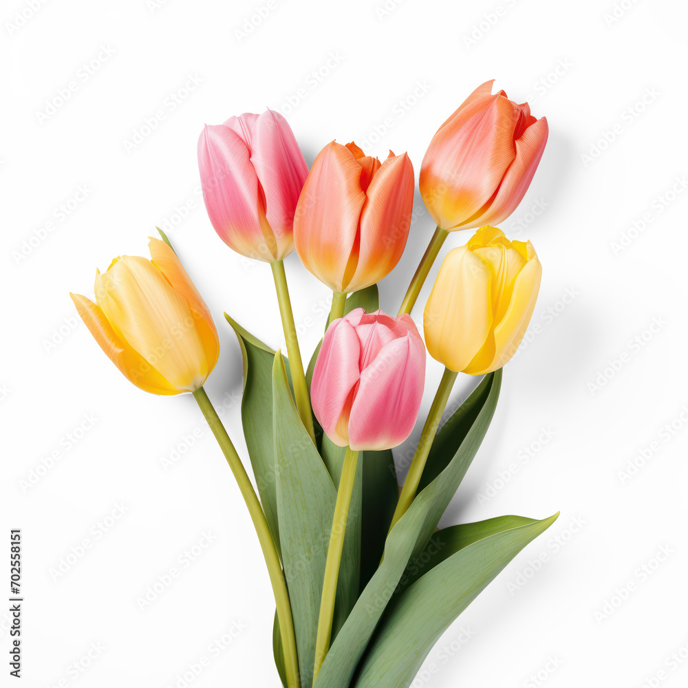 bouquet of tulips on isolate transparency background, PNG