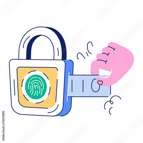 Download biometric lock hand drawn mini illustration 