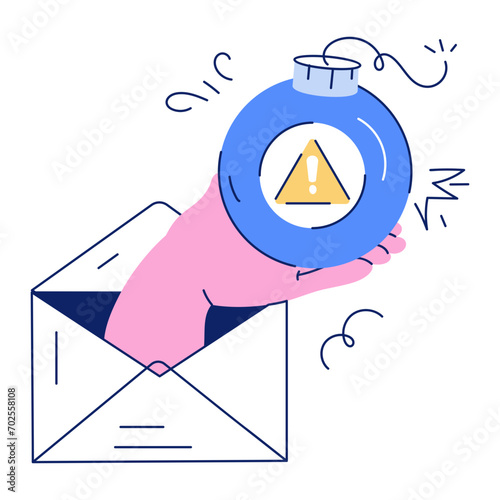 Modern hand drawn mini illustration showing spam email 