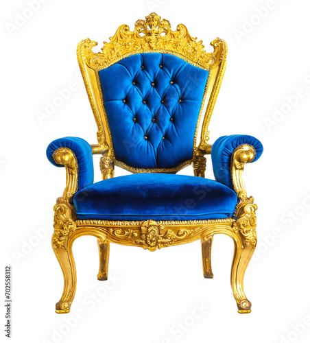 A luxurious throne on which the king sits on a white background