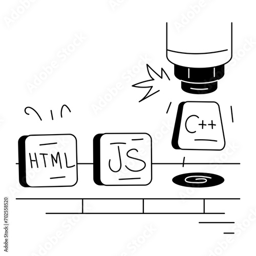 Easy to use doodle mini illustration of web languages 