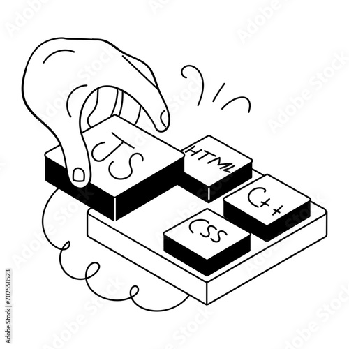 Coding languages hand drawn mini illustration 