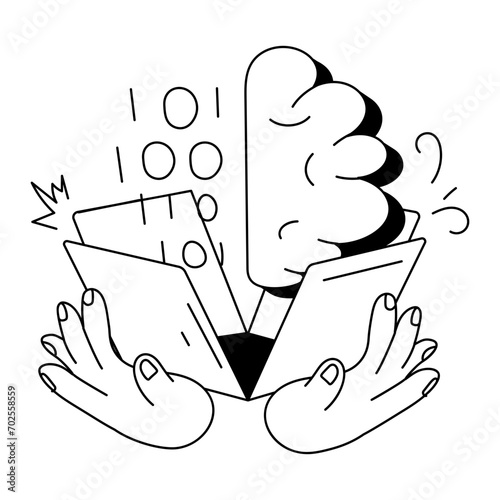 Get this doodle mini illustration of binary thinking 