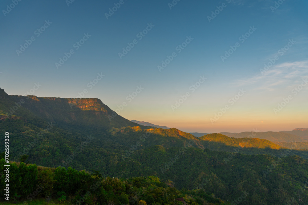 Khao Kor, Phetchabun Province.  Viewpoint a good place to see the scenery.  Sunset at Thailand.