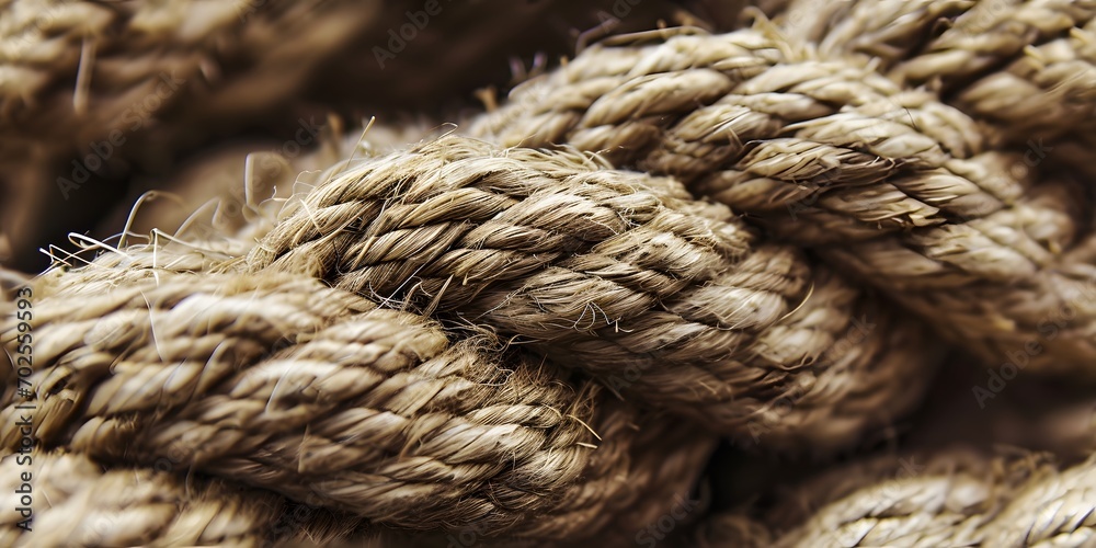 Macro close up of rope texture background - Generative ai Macro close up of rope texture background - Generative ai