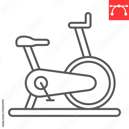 Exercise bike line icon, fitness and sport, velosimulator vector icon, vector graphics, editable stroke outline sign, eps 10.
