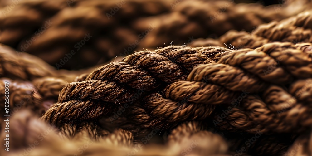 Macro close up of rope texture background - Generative ai Macro close up of rope texture background - Generative ai