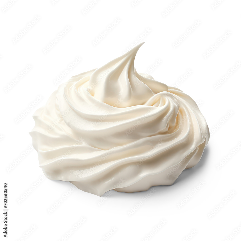 White Whiped cream on isolate transparency background, PNG