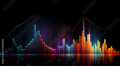 Vibrant nancial graphs on a dark background showcase market analysis, economic trends, and data analytics concepts in an engaging abstract photo