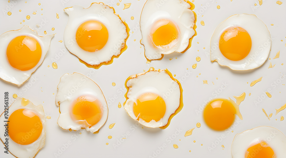 Golden Yolks and Crispy Edges Perfectly Fried Eggs, Overhead view of