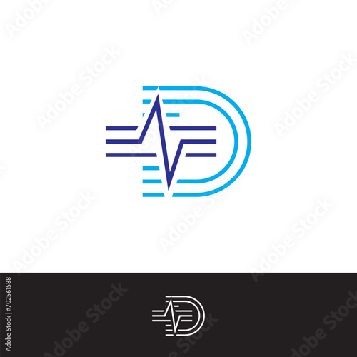 Medical Analysis with Initial D icon logo design illustration