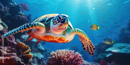Sea Turtle and Coral Reefs photo