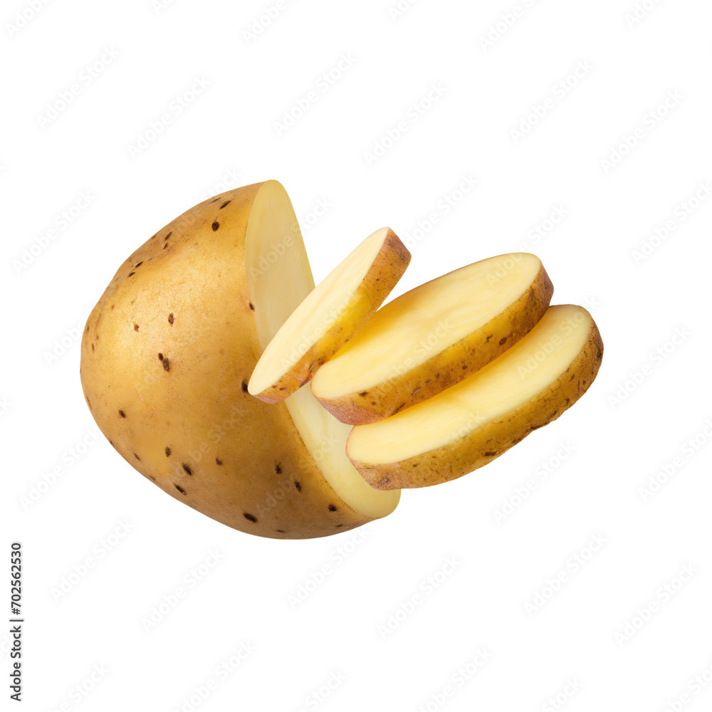 Potato Sliced, Without Shadow, Isolated Transparent Background