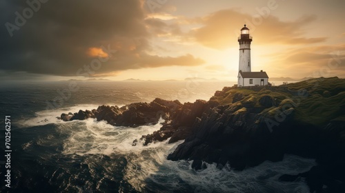 Isolated Island's Majestic Lighthouse Scene