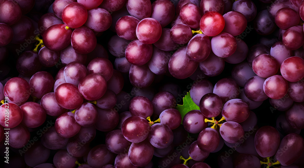 Top View of Organic Sweet Red Grapes Texture, Juicy Grapes Background