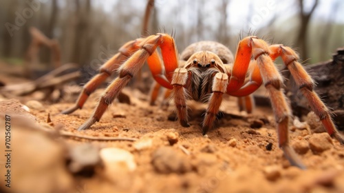 Tarantula Spider in Close Up on the Ground