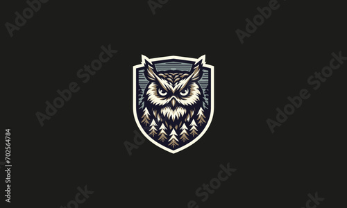 head owl with shield vector illustration logo design