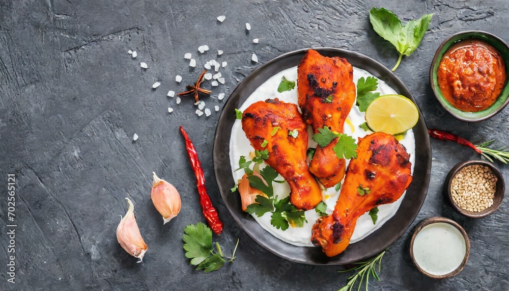 Indian Culinary Delight: Top-Down View of Tandoori Chicken