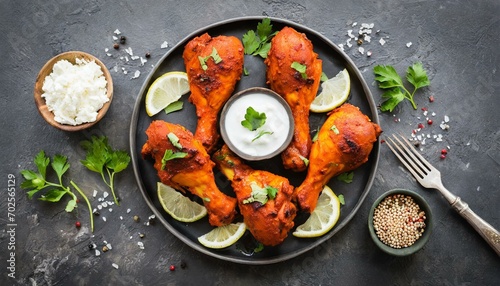 Mouthwatering Spices: Tandoori Chicken Over Dark Stone