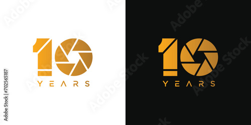 Unique and modern logo design for celebrating 10 years of photography photo